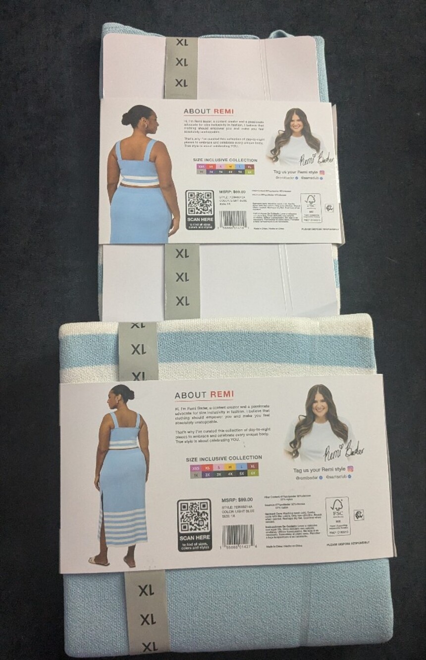 NWT! Edited By Remi Bader Blue & White Knit Maxi Skirt & Crop Top Set - Picture 9 of 10